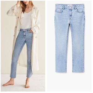 MANGO straight cropped blue jeans